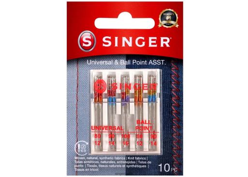 Agujas universales y de punta esférica de varios tamaños. JHB4B116 SINGER accesorios