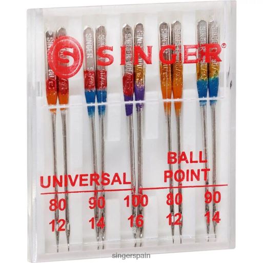 Agujas universales y de punta esférica de varios tamaños. JHB4B116 SINGER accesorios
