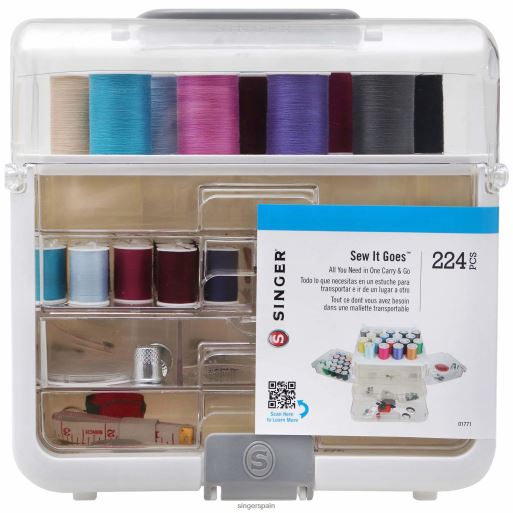 kit de almacenamiento para manualidades y costura sew-it-goes de 224 piezas con colores clásicos JHB4B95 SINGER accesorios