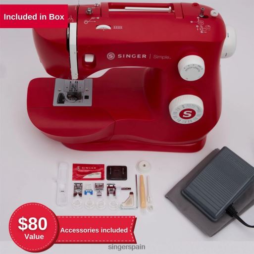 maquina de coser roja simple 3337 JHB4B75 SINGER máquinas